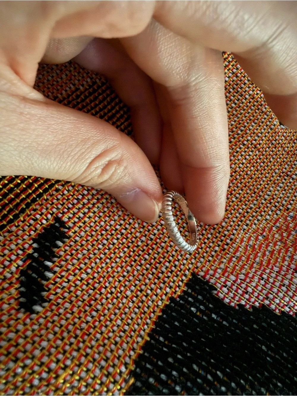 Textured Silver Ribbed Ring - Women's Jewelry size 6
